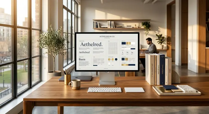 Studio de design présentant une charte graphique cohérente et des déclinaisons de marque